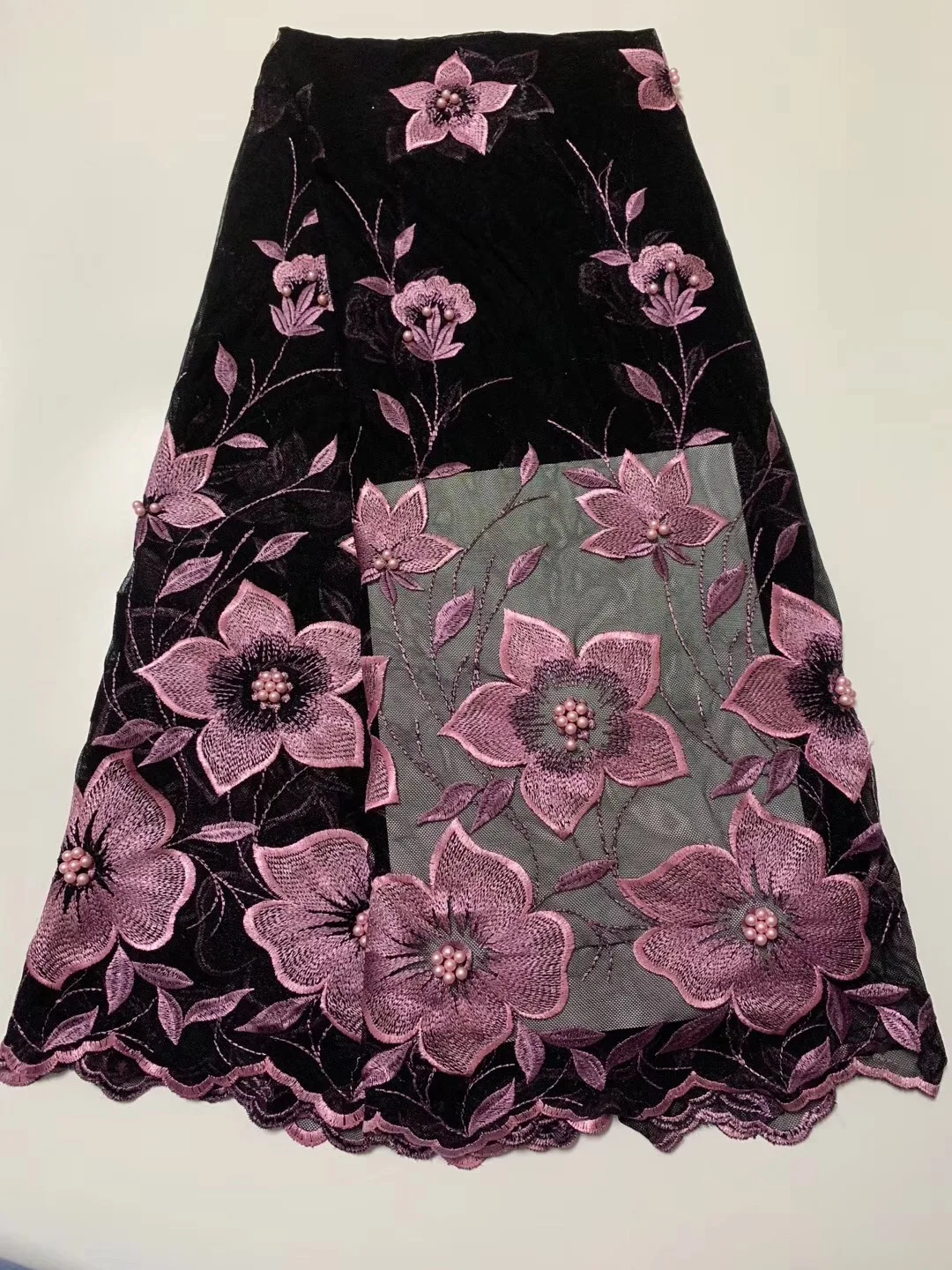 

2019 High Quality African Lace Fabric Pure purple French Net Embroidery Tulle Lace Fabric For Nigerian Wedding Party Dress
