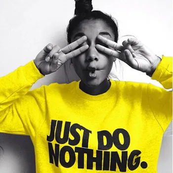 

Harjuku Just Do Nothing Letter Sudaderas Mujer Fashion Women Casual Long Sleeve Hoodie Jumper Pullover Sweatshirt