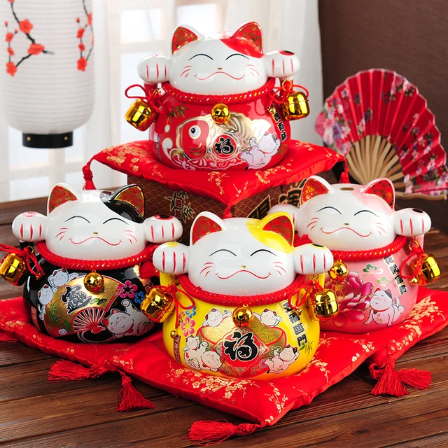 Japanese Lucky Piggy Bank Cat Craft Ceramic Cat Coin Safe Money Box