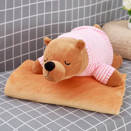 Мультяшная подушка, одеяло двойного назначения, подушка для сна, для автомобиля, офиса, коралловые колготки, подушка, кондиционер, одеяло - Цвет: brown Polar bear