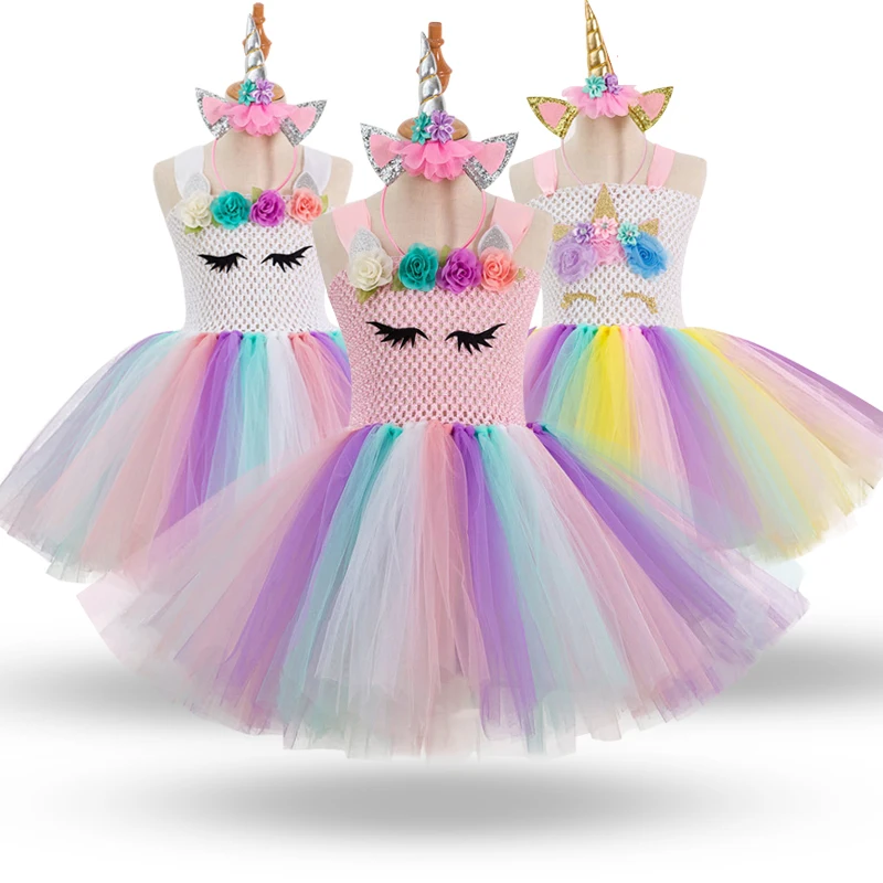 Girls Unicorn Tutu Dress Summer 2019 Rainbow Princess Kids Party Dress Girls Christmas Halloween Pony Cosplay Costume 3-10T Girls Unicorn Tutu Dress Summer 2019 Rainbow Princess Kids Party Dress Girls Christmas Halloween Pony Cosplay Costume 3-10T