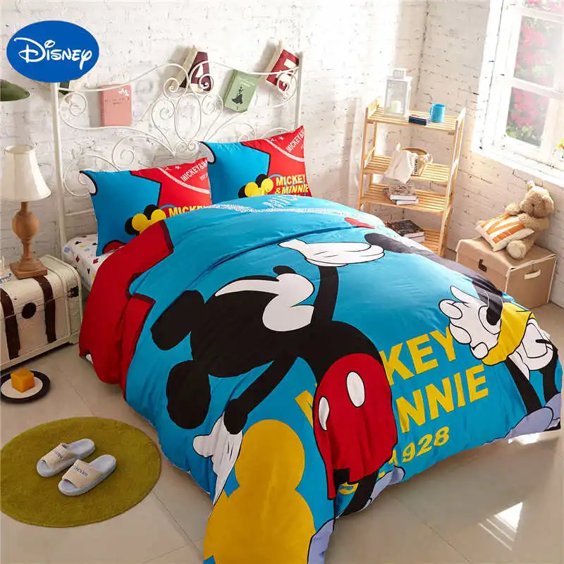 Синий Микки Маус одеяло, покрывало, набор, королева, Твин, король размер, Дисней, Минни, постельное белье, односпальная кровать, наволочка, милый подарок для мальчика - Цвет: Mickey Mouse