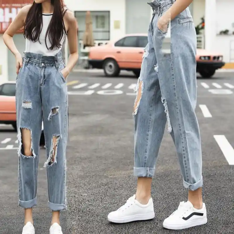 calça boyfriend rasgada