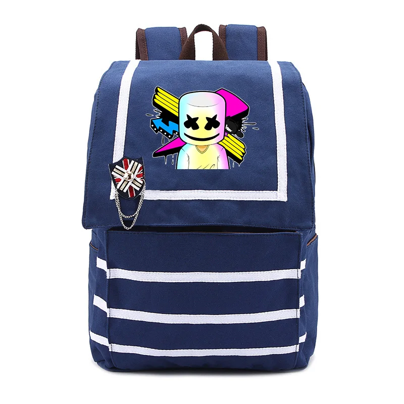 2018 Marshmello face alone DJ Backpack with USB Charging Port and Lock