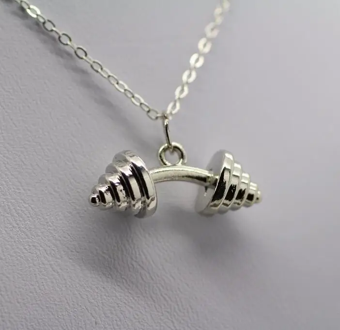 

DUMBBELL BARBELL WEIGHT Charm Chain Necklace Fitness Weightlifting Gym crossfit
