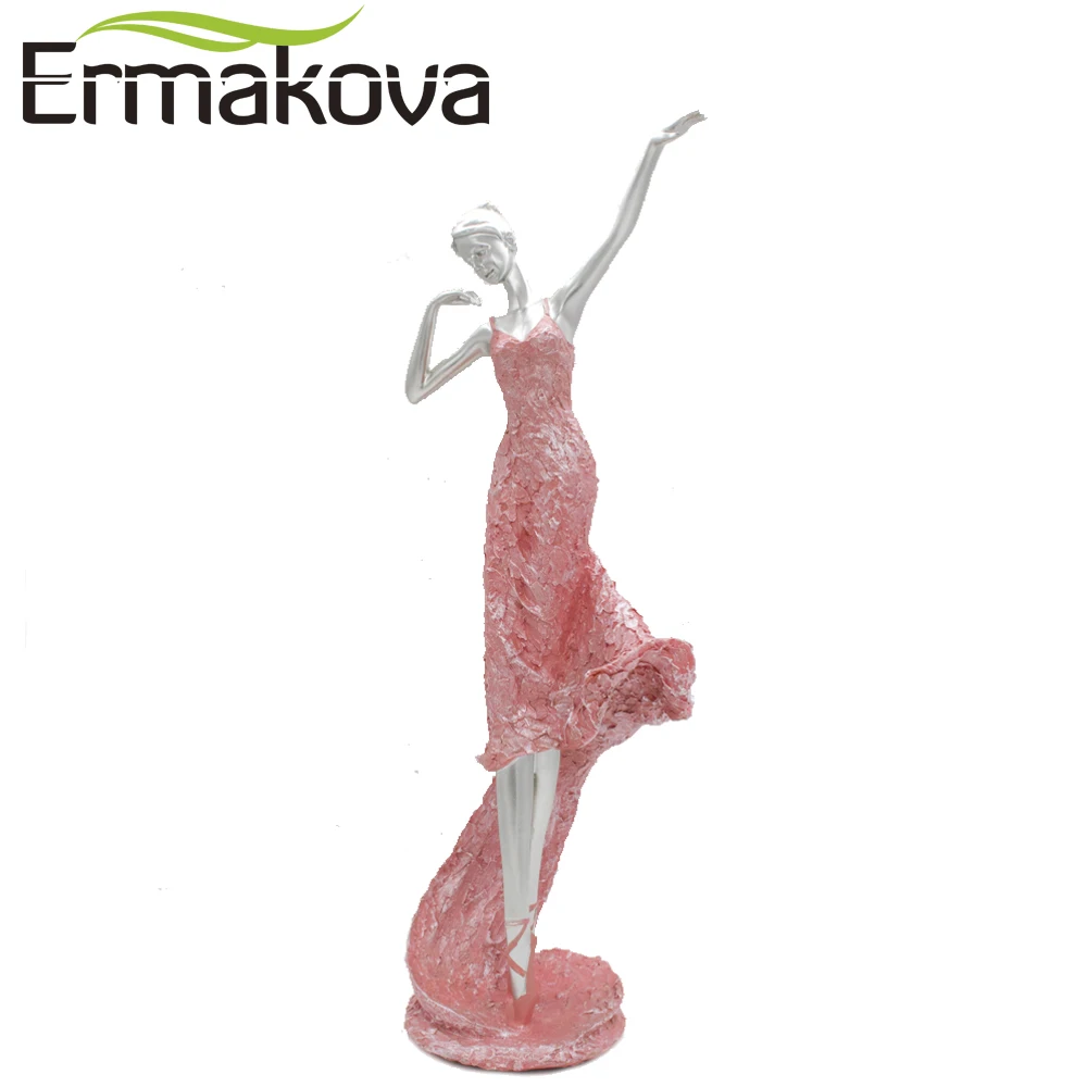 

ERMAKOVA Resin Lady Statue Ballerina Figurine Dancer Ornaments Dancing Girl Figurine Home Wedding Dance Studio Decoration Gift