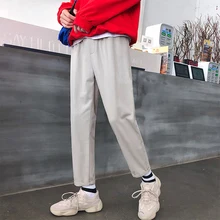 Fashion Casual Men's Straight Pants Spring And Autumn NewM-2XL Solid Color Loose Nine Pants Three Color PersonalityYouth Popular