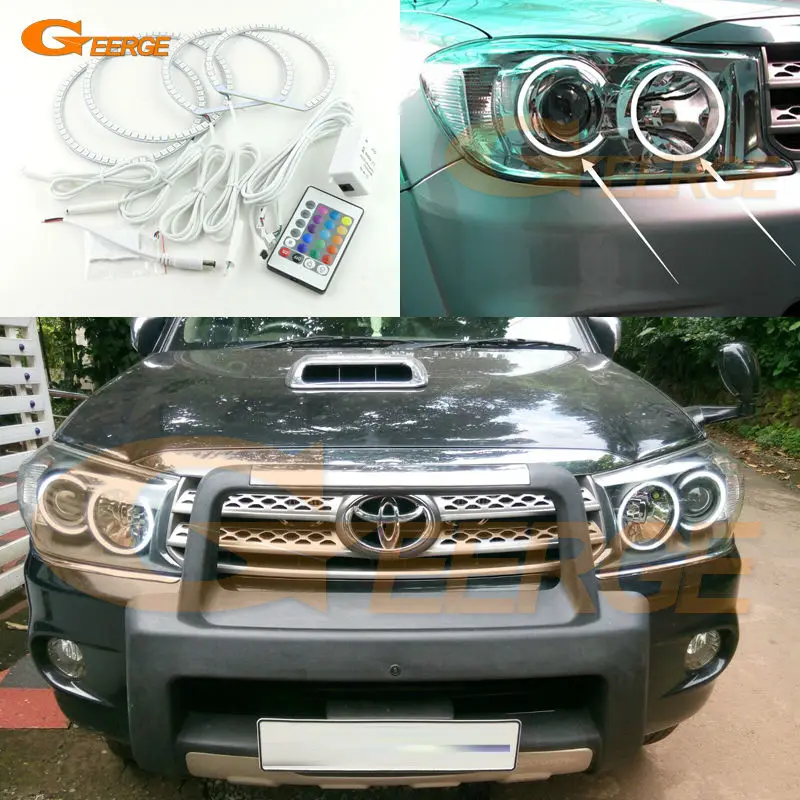 For Toyota FORTUNER 2008 2009 2010 Excellent Angel Eyes Multi-Color Ultra bright RGB LED Angel Eyes kit Halo Rings For Toyota FORTUNER 2008 2009 2010 Excellent Angel Eyes Multi-Color Ultra bright RGB LED Angel Eyes kit Halo Rings