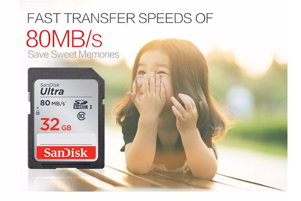 Подлинная карта памяти SanDisk carte sd 16 Гб 64 ГБ 32 ГБ C10 SDHC SDXC класс 10 для камеры