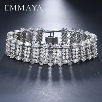 

EMMAYA Brand New Luxury Bracelet Pave CZ Silver Color Chain Bracelet Fashion Charm Bracelets for Women