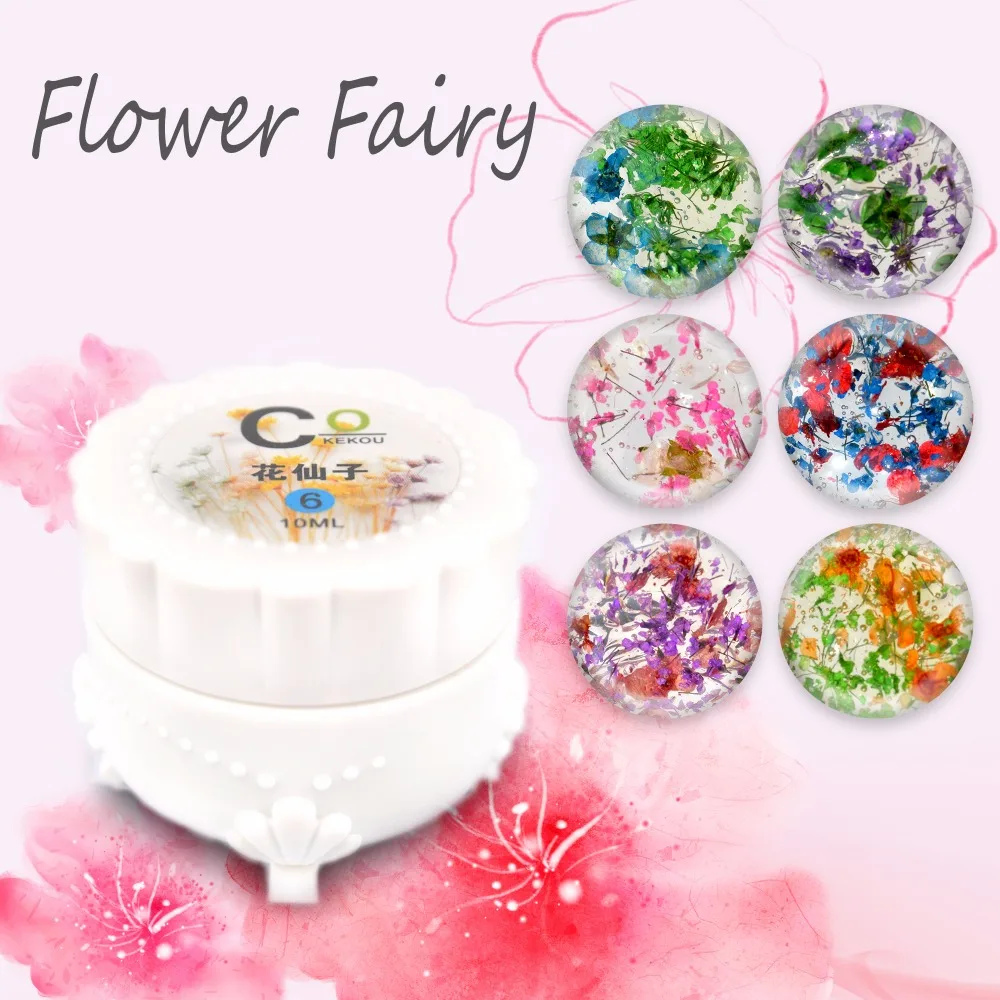 1 box 10ml Flower Fairy Gel Floral Soak Off UV Gel 6 Colors gel nail