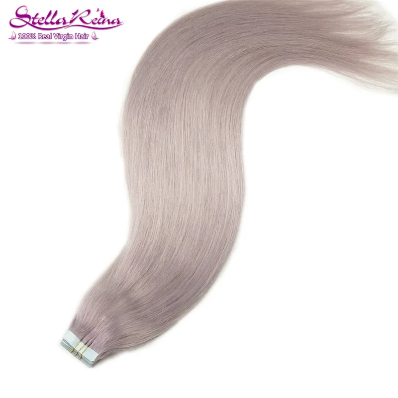 

Stella Reina PU Tape In Hair Extension Package Milky Lavender Pastel Purple Straight Malaysian 100% Remy Human Hair New Arrival