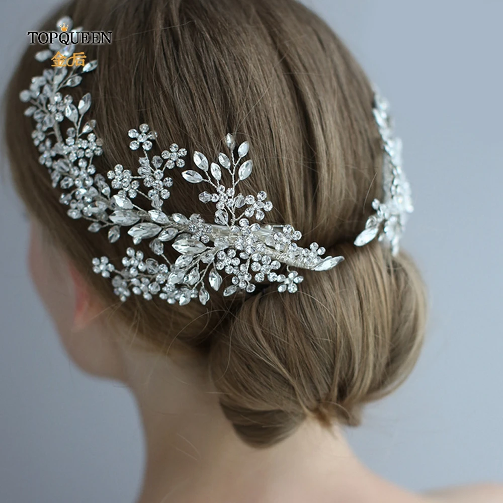TOPQUEEN HP253 роскошные свадебные украшения для волос с кристаллами Свадебные украшения для невесты заколка для волос свадебная диадема повязка на голову