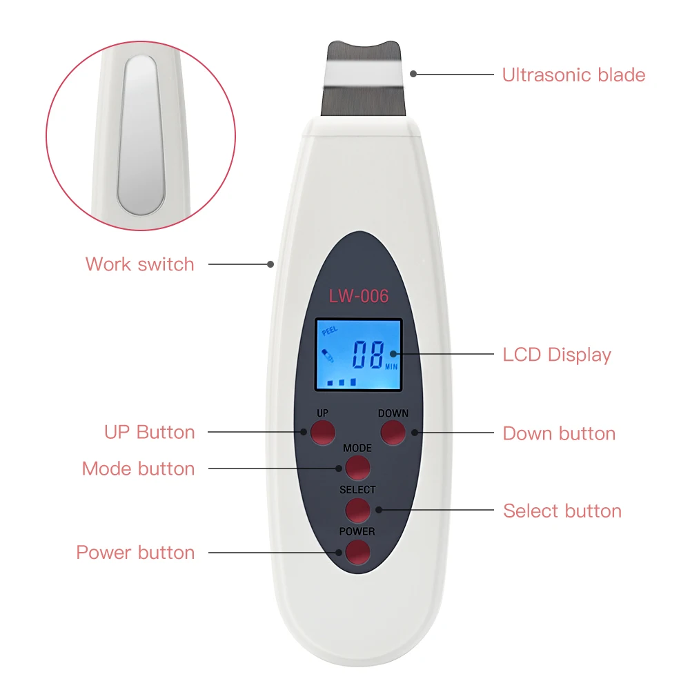 Профессиональная косметическая очистка LW006 оборудование для ухода за лицом lcd ультразвуковая машина для удаления пор и подтяжки лица пилинг машина