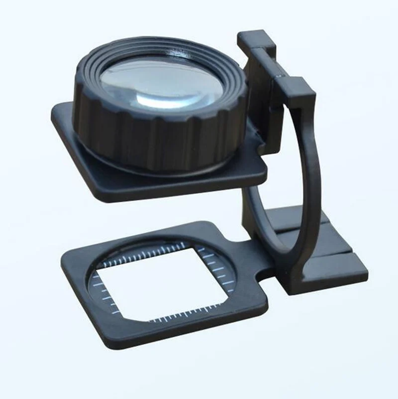 Mini metal black 10x Pocket Folding Magnifier Magnifying Glass for