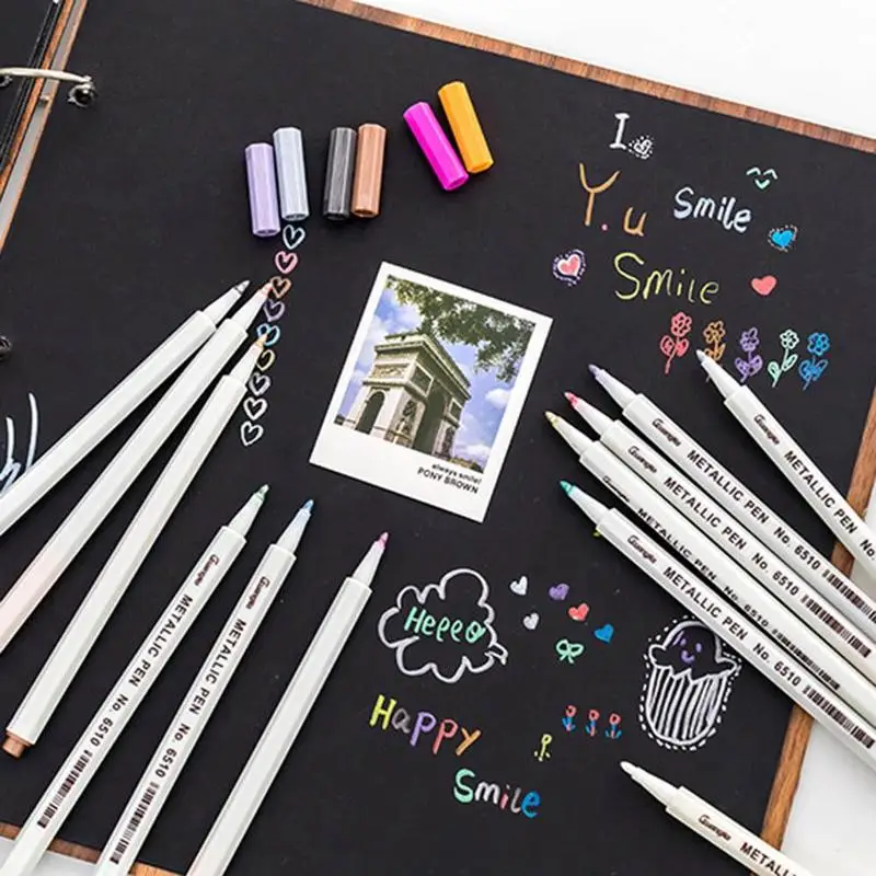 10 шт Фотографическая ручка граффити 6551 металлическая ручка цветная ручка для заметок ручка для рисования 1 набор включает 10 цветов металлический глянцевый маркер