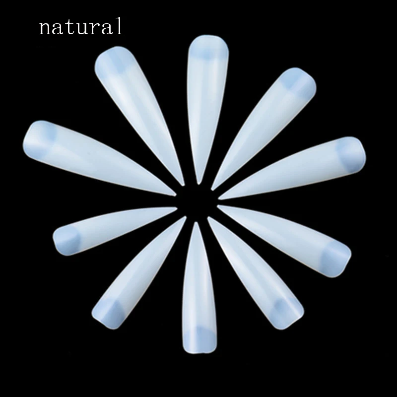  100Pcs/Lot Nails Salon Stiletto Long False Fake Nails Tips Manicure Artificial White/ Clear /Natura