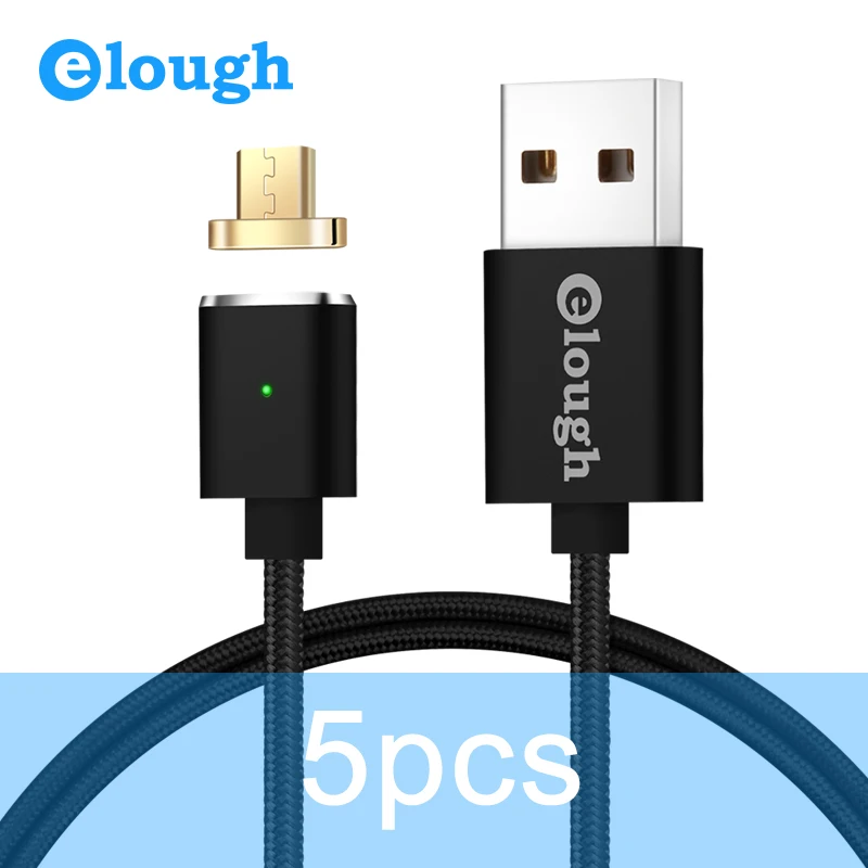 

Elough E03 5PCS Magnetic USB Cable For Samsung Huawei Xiaomi Mobile Phone Fast Charging Cable Magnet Charger Micro USB Cable