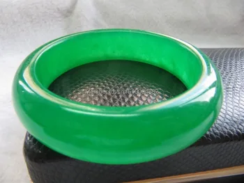 

shitou 0083 Charming Chinese Full Green Jade Bangle (Bracelet) / Size:56mm