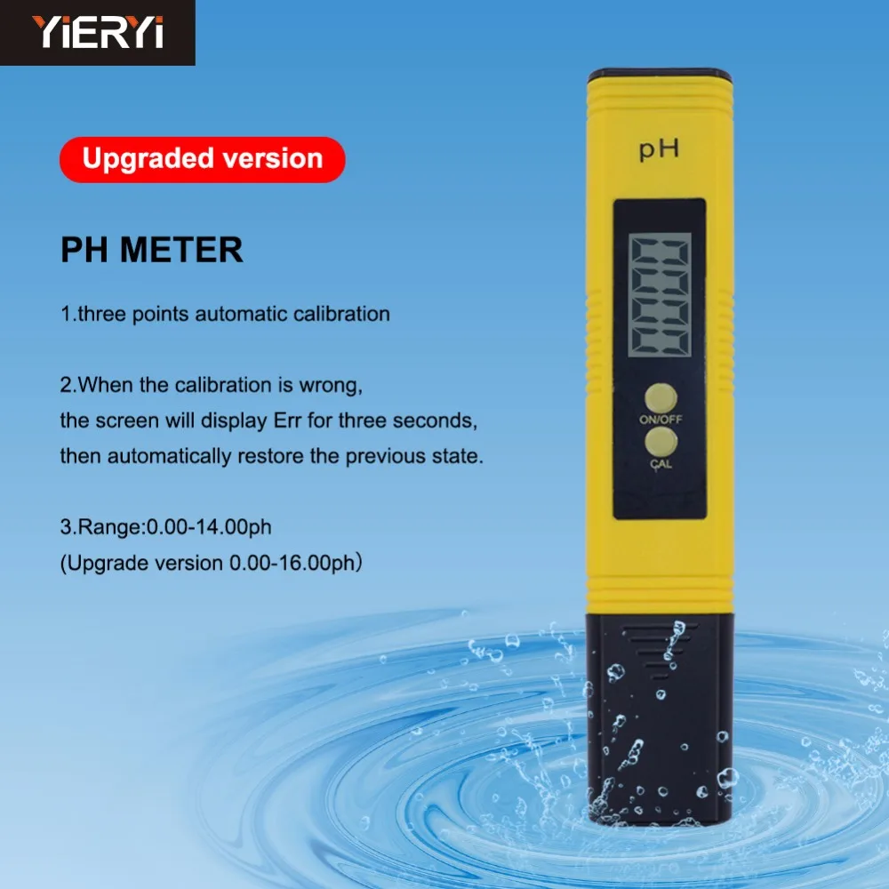

yieryi New Protable LCD Digital PH Meter Pen of Tester accuracy 0.01 Aquarium Pool Water Wine Urine automatic calibration