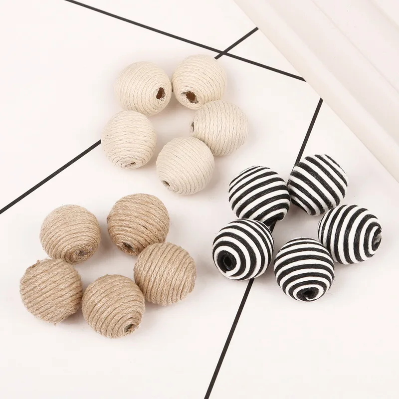 

15mm 10Pcs/Lot Wax Line Beads Cord Wrapped Charms Round Ball Pendant Drop For Earring Necklace Bracelet Making Jewelry Ornament