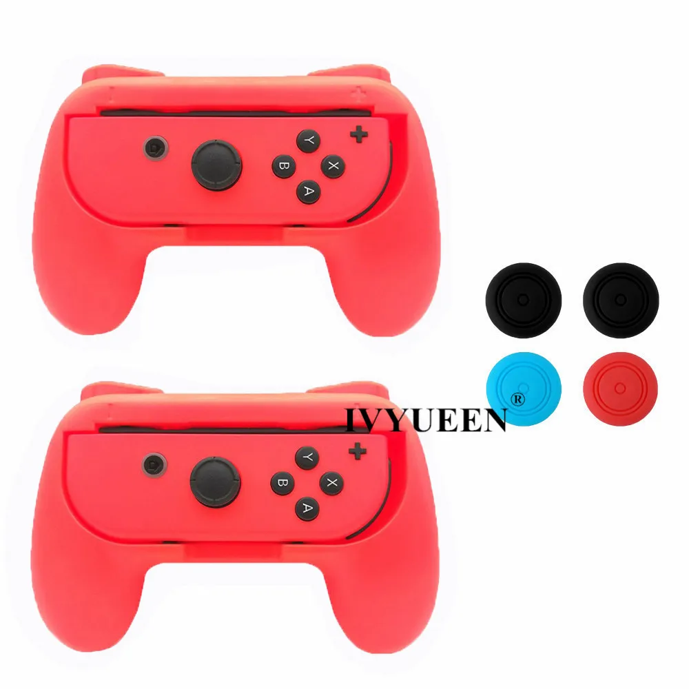 IVYUEEN 2 шт Обновление версии контроллер ручки для пульта Nintendo NS NX Joy-Con консоль Joy Cons держатель-синий/зеленый - Цвет: 2 Neon Red Grips