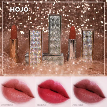 

Hojo starry sky lipstick diamond gold silver smooth matte lipstick pigment waterproof long lasting moisturizing lipstick BN160