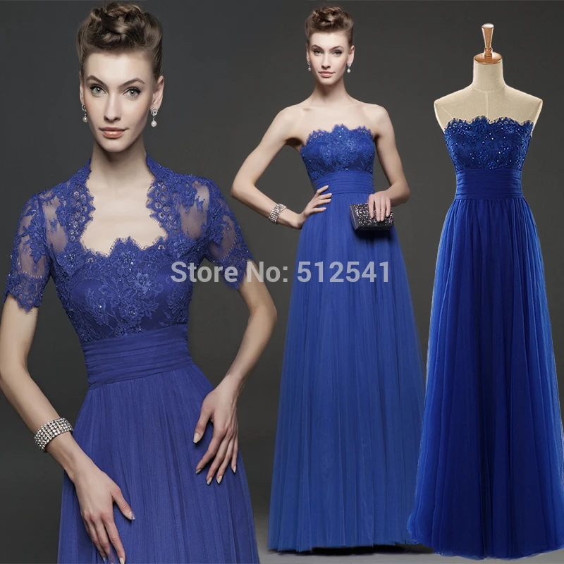 

Actual Images Evening Dresses with Jacket Sheath Strapless Applique Sequin Pleats Formal Gowns yk1A352