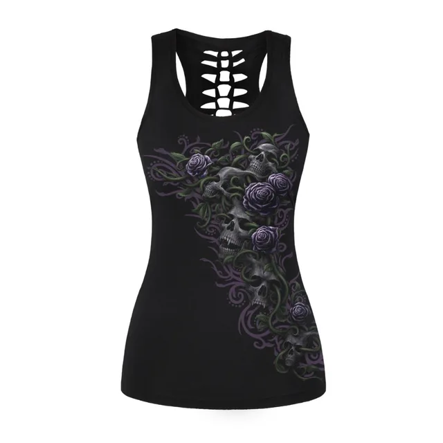 Summer Sexy Lady Women Tank Tops Dry Quick Yoga Shirts skeleton Gym Fitness Sport Sleeveless Vest Singlet for Running Training