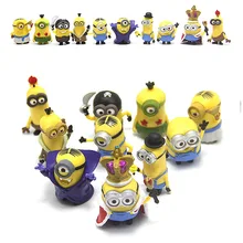 10 unidades/pacote 3d coroa minion em miniatura, estatuetas, brinquedos, bonito, modelo, crianças, brinquedos, figura de ação, pvc, presente para crianças