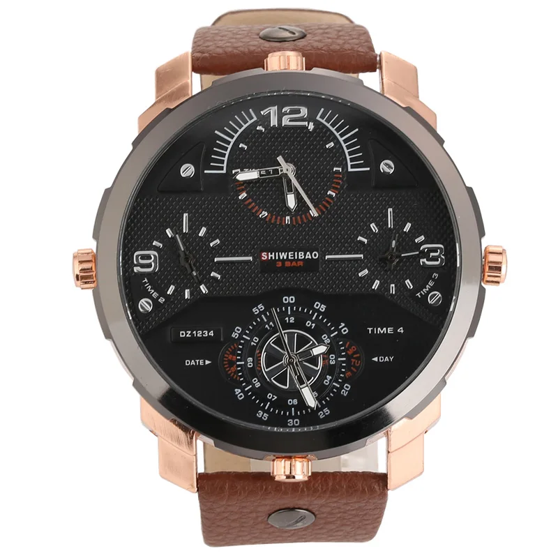 top luxury brand shiweibao cool big case four time zones military wristwatches for men watches  3 (5)