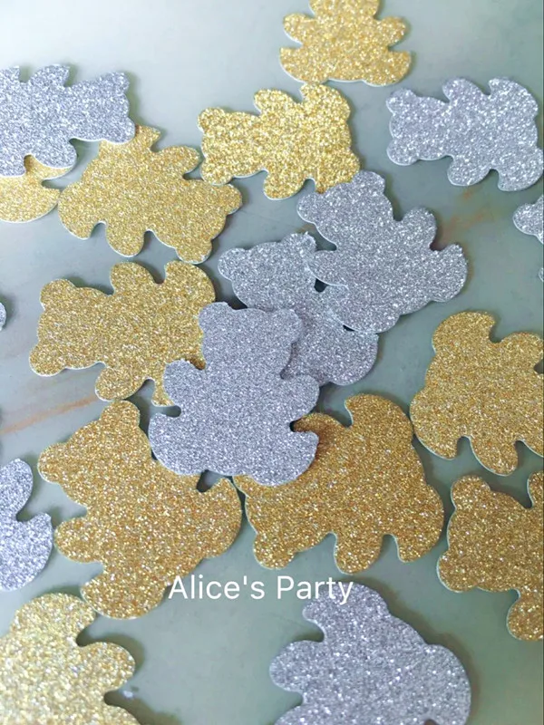 Handmade Glitter Gold Silver Bear Confetti Wedding Confetti Table