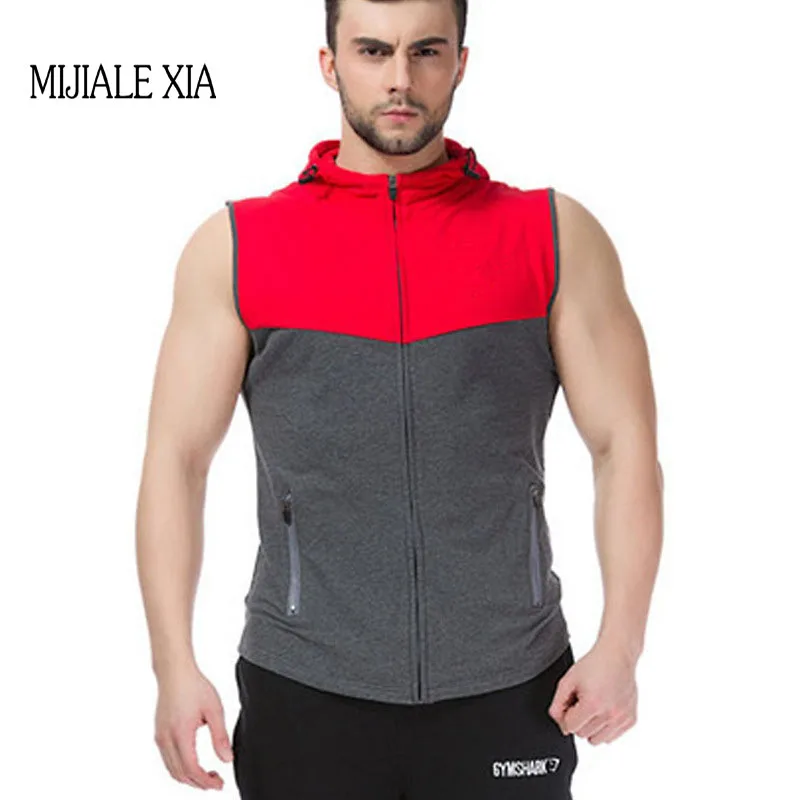2017 New Brand Stretchy Sleeveless Shirt Free Shipping Fashion Hooded Tank Top Men assorted colors bodybuilding Fitness Clothing
