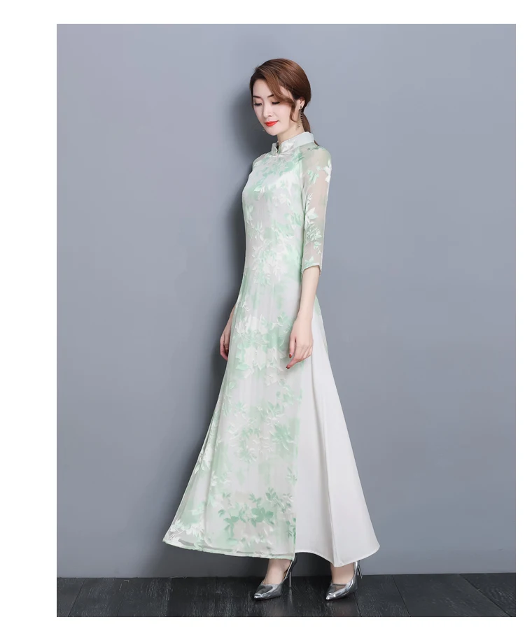 aodai вьетнамское платье Ципао для женщин традиционная одежда Ао Дай китайские платья до колен восточное платье для женщин