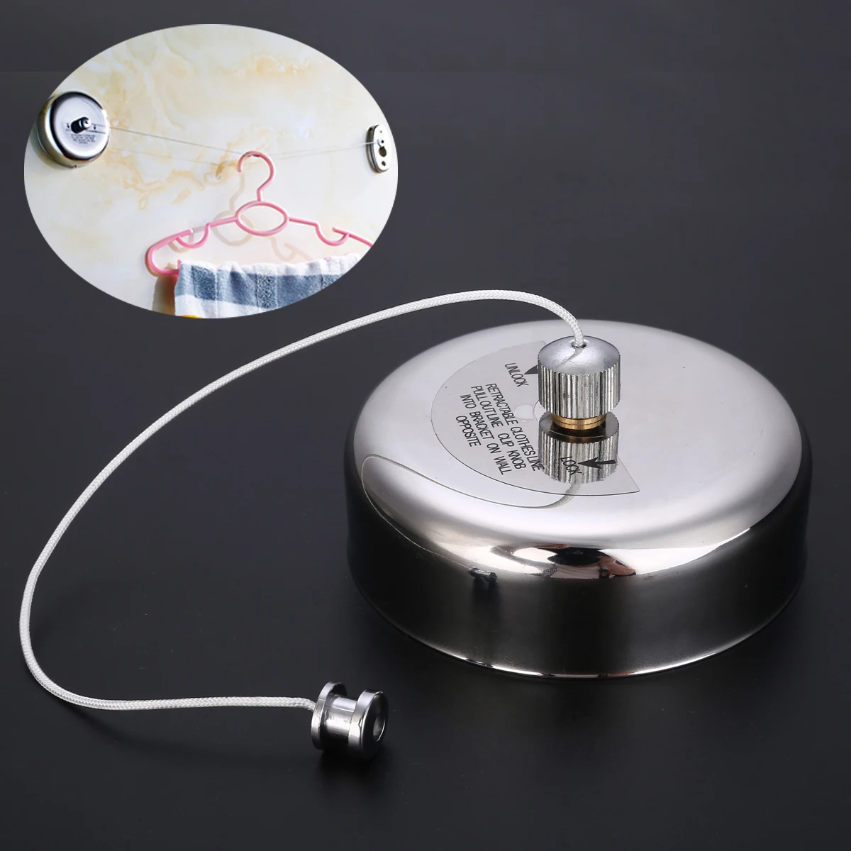 Stainless Steel Clothesline Retractable Clothes Line Dryer Laundry line with Screws Wall Mounted Hanger Racks For Household