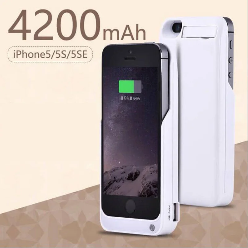 For iPhone 5 5S SE 4200mAh Battery Charger Case for iPhone Batery Case