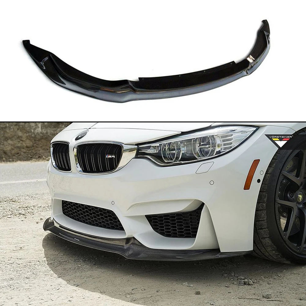 F82 M4 Vorsteiner Style Carbon Fiber Body Kit Front Bumper Lip for BMW