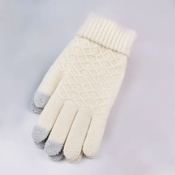 Модные зимние теплые Vogue однотонные вязаные перчатки на полный палец рукавицы для смартфонов сенсорные зимние теплые аксессуары