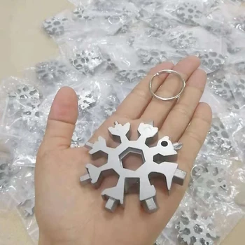 

Free shipping 18-in-1 Portable Snowflake Shape Keychain Multi-Function Stainless Steel Small Wrench Pocket Outdoor Hand Tool