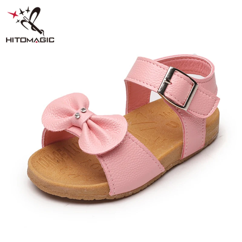 HITOMAGIC сандалии для девочек Летняя обувь для детей принцессы для малышей обувь для девочек мягкие пляжные сандалии 2018 белый лук для