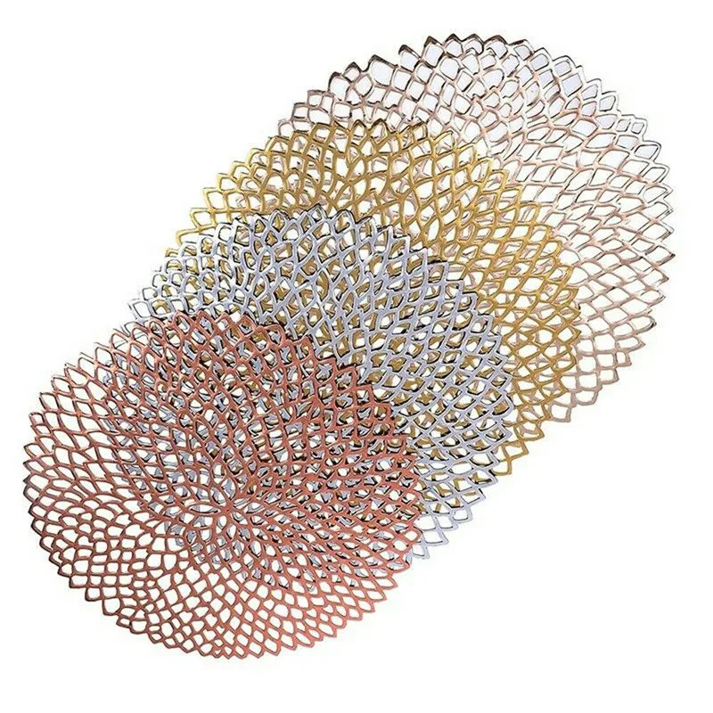 

PVC Placemat Dinner Table Insulated Mats Hollow Heat Resistant Coasters Coffee Mug Mats Non-Slip Kitchen Dinning Table Mats New