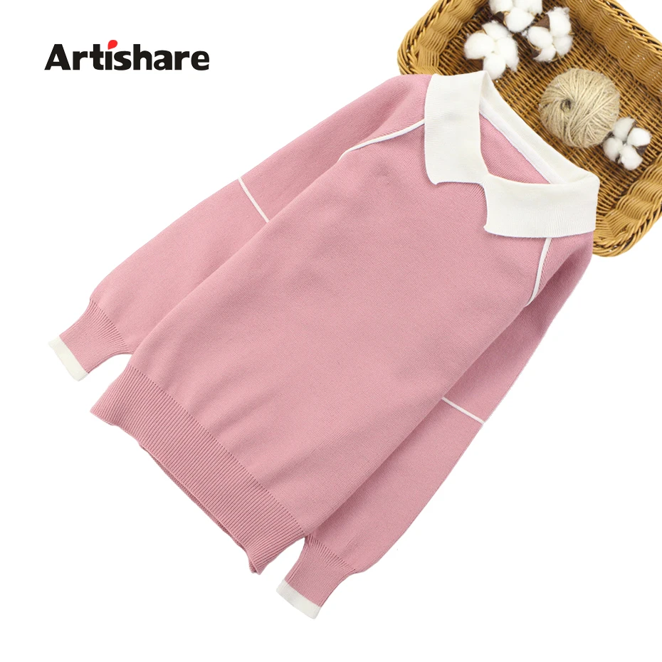 Свитер для девочек Artishare Детский кардиган с отложным воротником и длинными