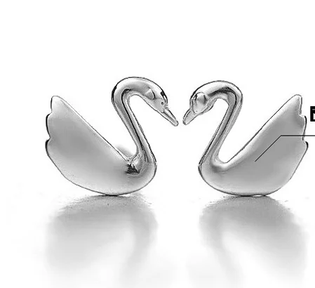 Стерлингового серебра 925 новая модель Оптовые Мода милый кот Серьги Jewelry Лидер продаж Серьги для Для женщин - Окраска металла: Swans