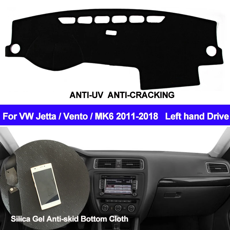 

TAIJS Auto Car Dashboard Cover Silicone Non-Slip Dash Mat Carpet ANti-UV For Volkswagen VW Jetta Vento MK6 2011- 2016 2017 2018