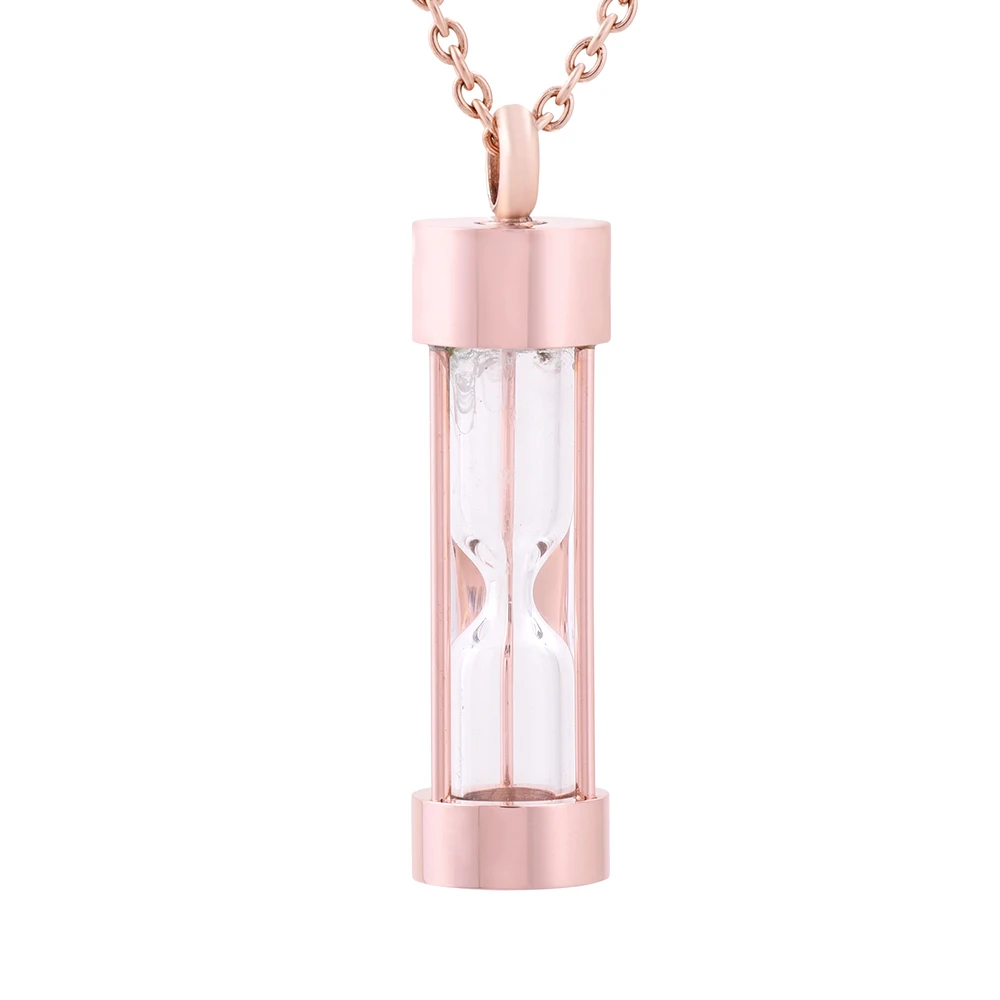 IJD9400 Clear Hourglass Cremation Hold Memorial Ashes Stainless Steel Jewelry Pendant Cylinder Keepsake Urn Necklace For Women | Украшения