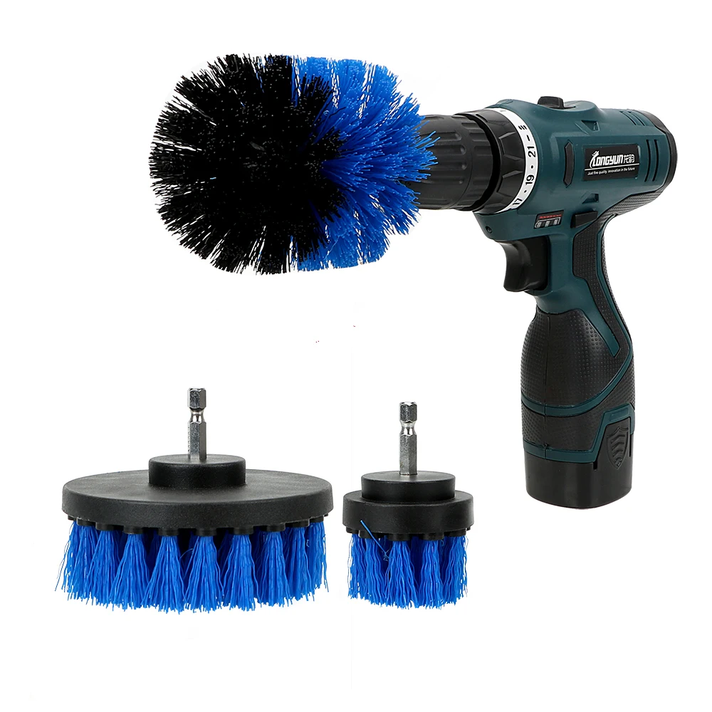 3pcs/set Drill Scrubber Brush Kit Car Brush Cleaning Tool Hard Bristle Auto Detailing Car Auto