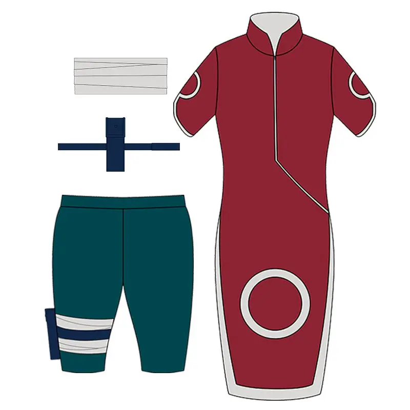 1st Uniform set Аниме Наруто косплей Харуно Сакура 1-го поколения Cheongsam платья костюм женский необычный комплект одежды для вечеринки на Хэллоуин - Цвет: 1st Uniform set