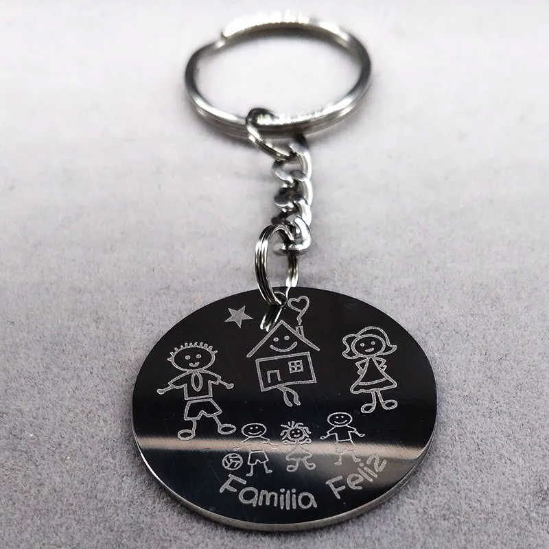 2018 amor familia clave de acero inoxidable anillo para mujer de moda de dos niños y una niña llavero regalo de la joyería llaveros de acero K77283