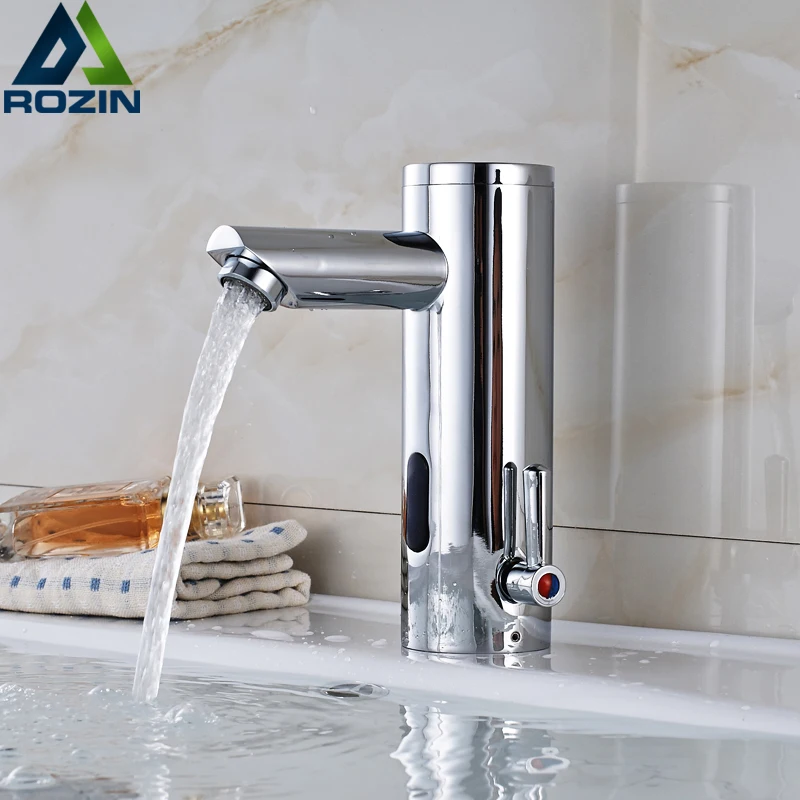 

Deck Mounted Automatic Hot Cold Mixer Faucet Hand Touch Tap Single Handle Battery Power Free Sensor Faucet Bathroom Sink Taps