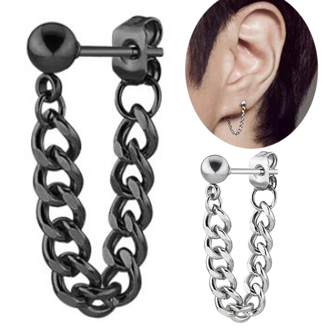 2 Pieces Punk 0 8mm Stainless Steel Ball Earring Barbell Tels 2 Pieces Punk 0 8mm Stainless Steel Ball Earring Barbell Tels Chain Stud Body Piercing